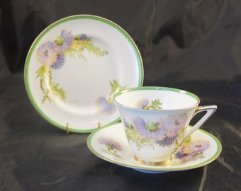 Royal Doulton GLAMIS THISTLE Vintage Pink Lavender Teacup and Saucer Set Made in ENGLAND Tea Cup