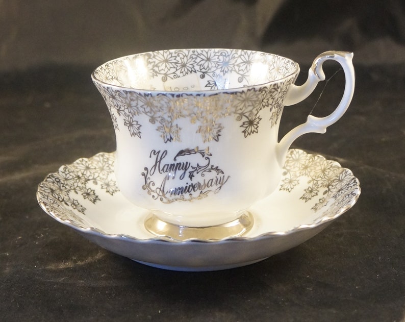 Royal Albert Fine Bone China Cup and Saucer Happy Anniversary