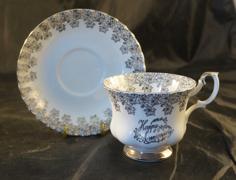 Royal Albert Fine Bone China Cup and Saucer Happy Anniversary