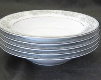 Lote de 5 cuencos de sopa con borde de Noritake Belmont Pattern