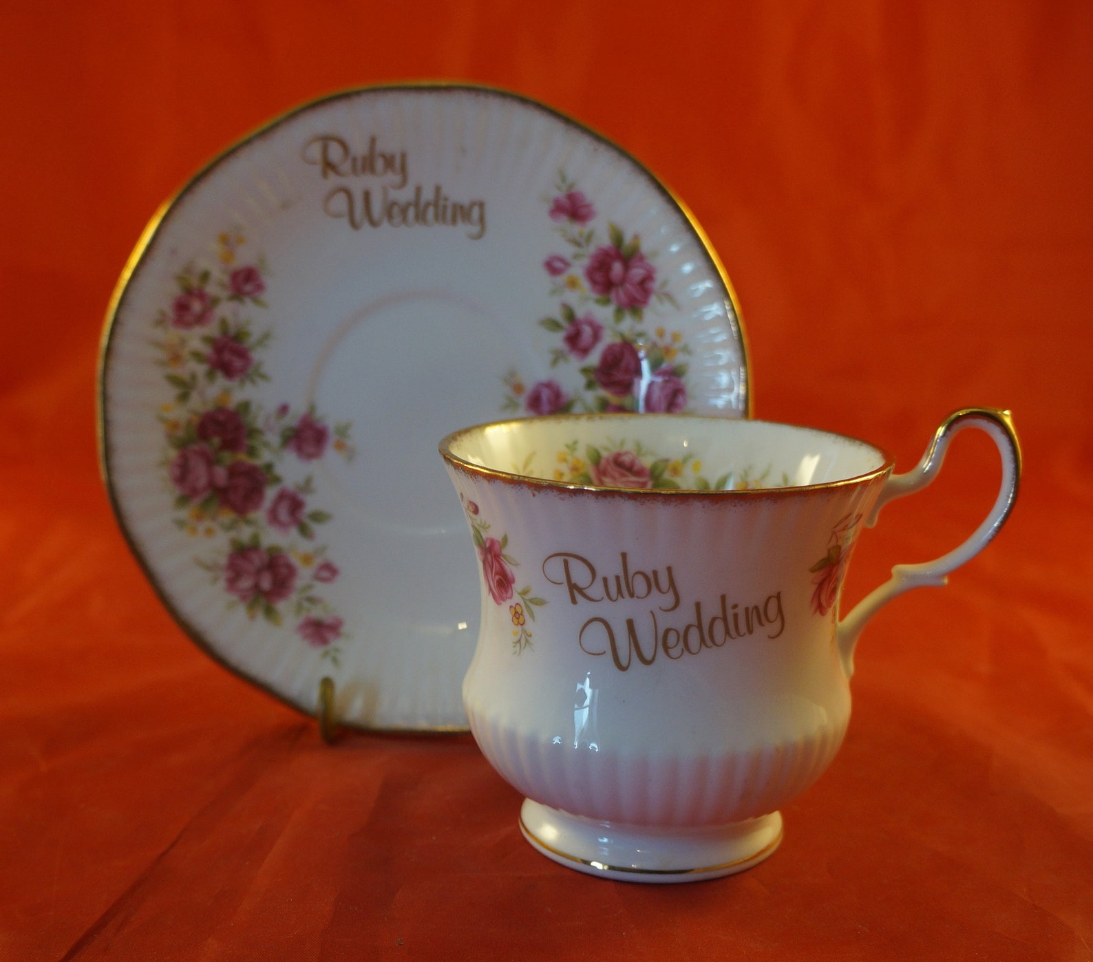 Queen's Fine Bone China Cup and Saucer Ruby Wedding Etsy