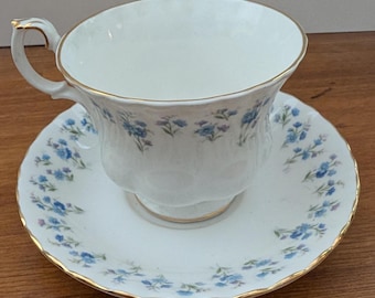 Royal Albert mug with saucer and cake plate Haworth 1980s Royal Albert mug with saucer and cake plate Haworth 1980s
