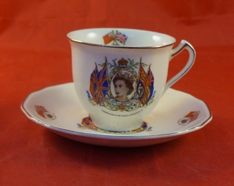 Alfred Meakin Cup and Saucer  Made  for Queen Elizabeth ll Coronation in 1953