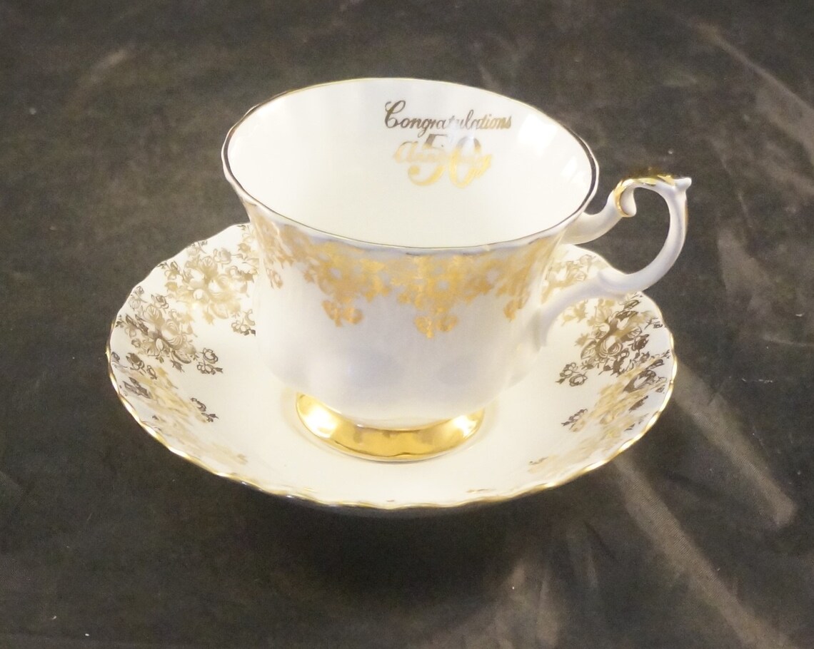 Royal Albert Fine Bone China Cup and Saucer 50th Anniversary Etsy