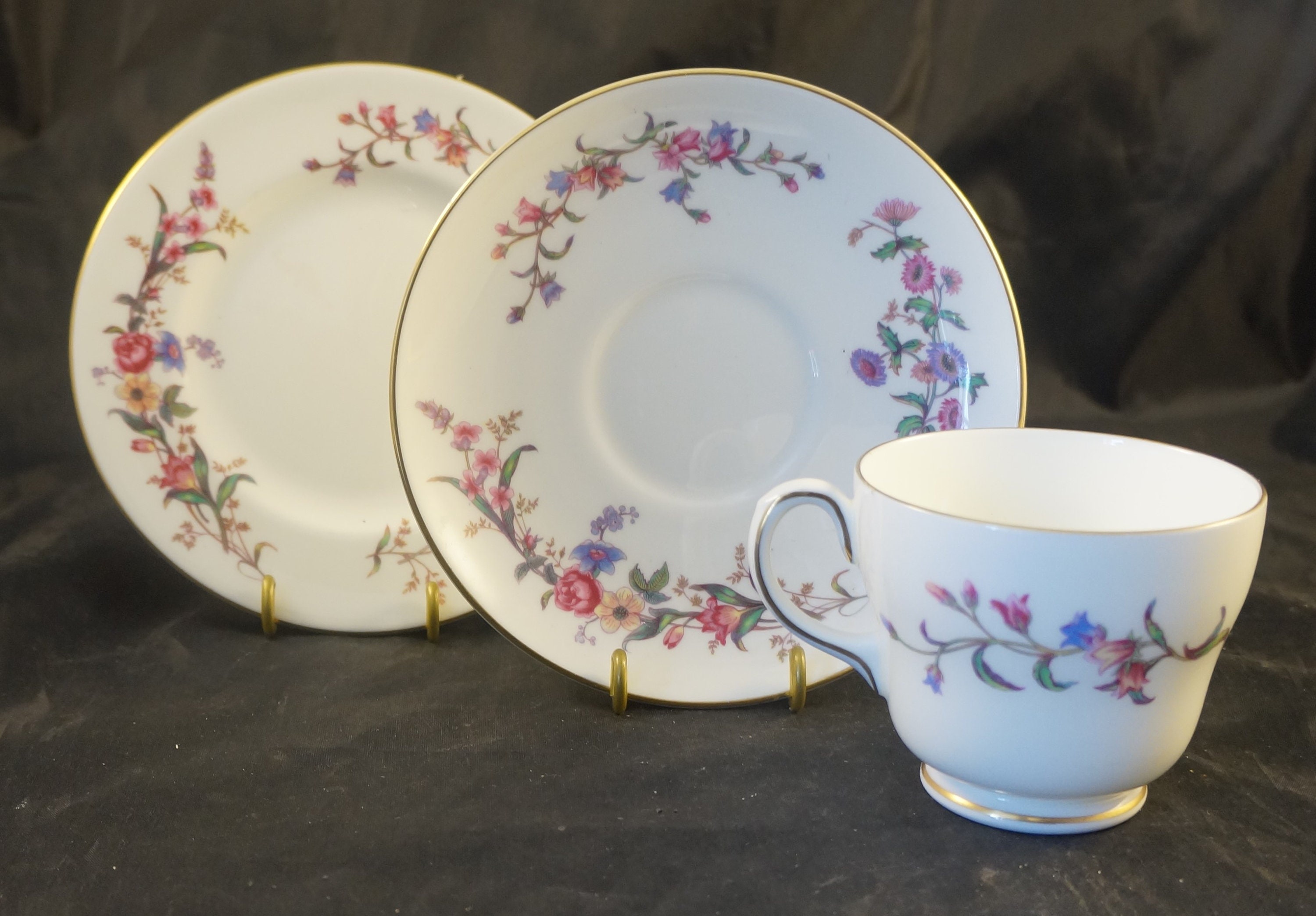Wedgwood Fine Bone China Trio in Devon Sprays Pattern Cup Etsy