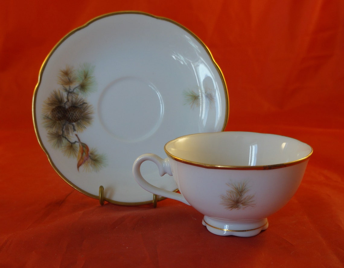 Fine China Cup and Saucer Pine Tree Made in Japan Etsy