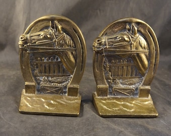 Pair of Brass Horse Head Bookends