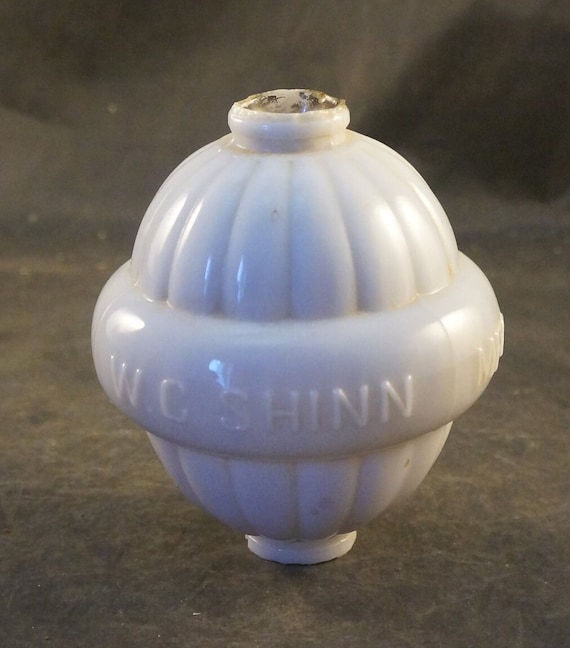 W.C. Shinn White Milk Glass Lightening Rod Ball 