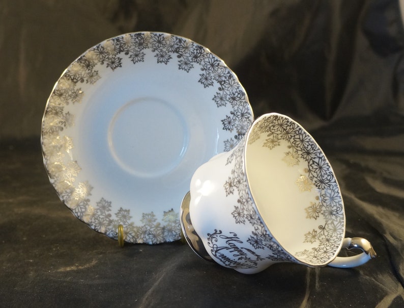Royal Albert Fine Bone China Cup and Saucer Happy Anniversary