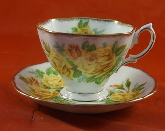 Royal Albert Fine Bone China Cup and Saucer Yellow Tea Rose