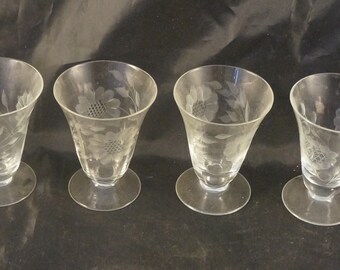 Lot of 6 Hughes Cornflower Footed  Juice Glasses