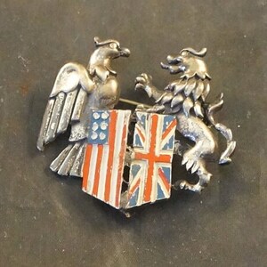 Patriotic United States - England Pin Enamel Flags