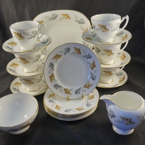 21 Piece Fine Bone China Tea Set by Coalport in Oakwood Pattern