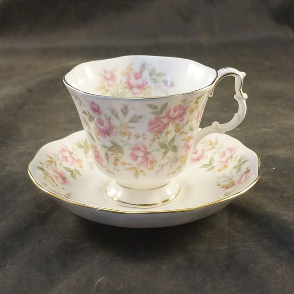 Royal Albert Fine Bone China Cup and Saucer Pink Brocade from Rose Chintz Series