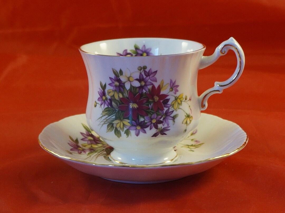 Paragon Fine Bone China Cup Saucer Flower Festival F Etsy