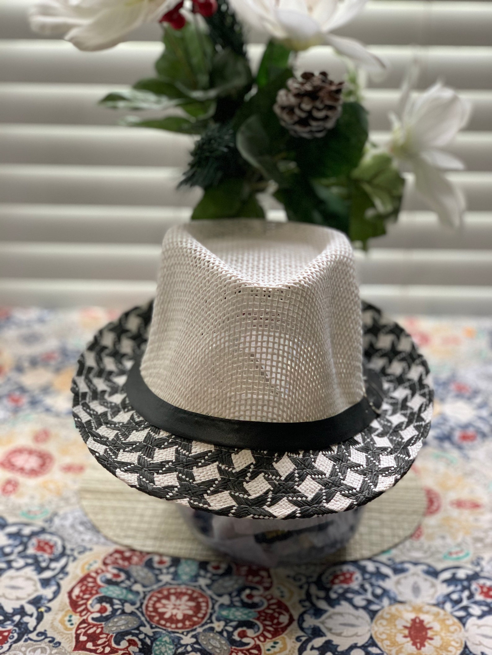 Black And White Fedora Stingy Brim Mens HatWomen Hat Etsy