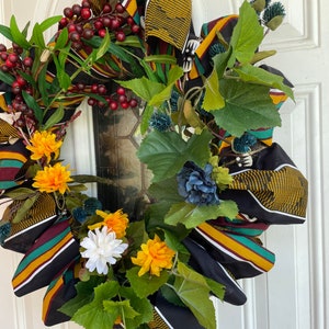 Christmas Gift Wreath , Ethnic Wheath , African Wreath , Holiday Wreath , Kwanzaa Wreath