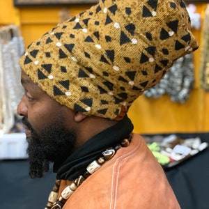 Dreadlock Hat, Locs Hat, Rasta Hat, Tam, RW, Mudcloth Dreadlocks Hat, Rastafarian Hat, African Locs Hat