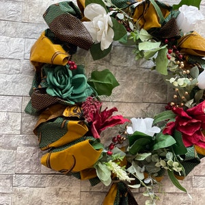 Corona navideña africana, coronas étnicas, corona navideña africana, regalos de Kwanzaa, regalos de Navidad, corona para puerta de entrada