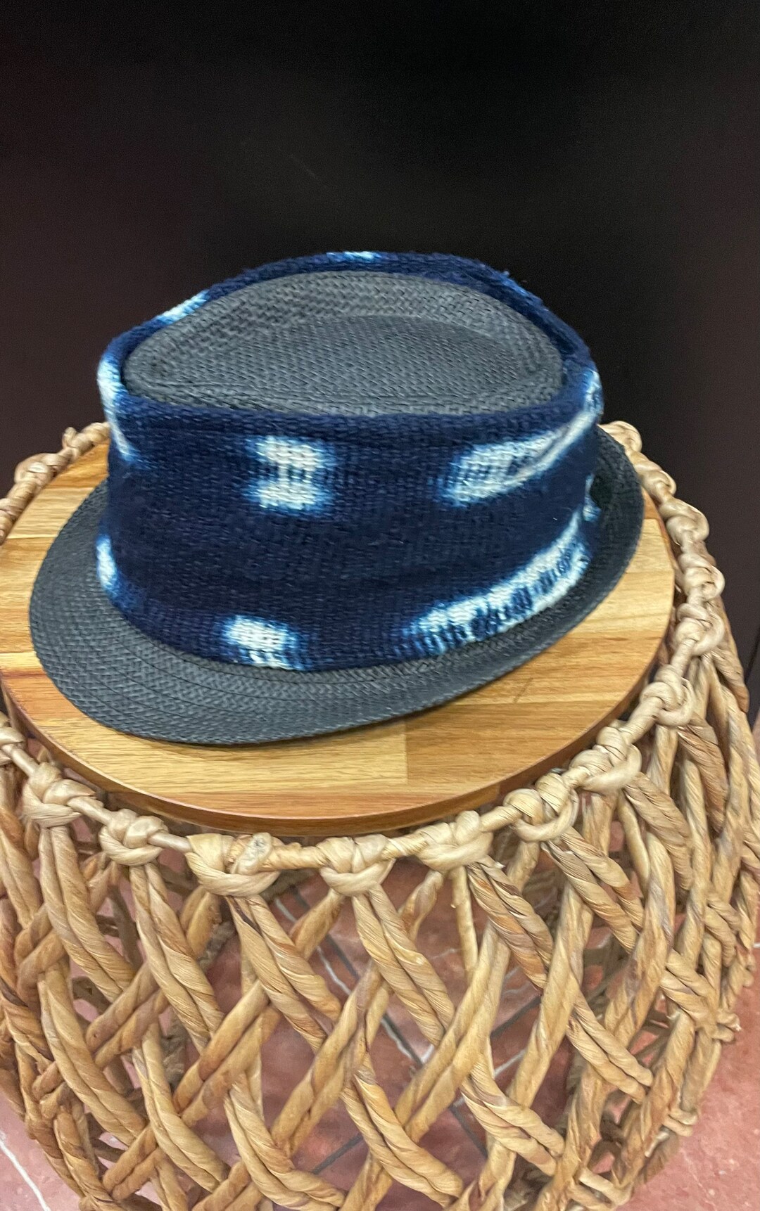 Indigo Blue Mudcloth Fedora , Blue Fedora Hat , Unisex Fedora , Mens