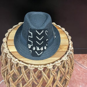 Mudcloth Fedora , Black Fedora, Mens Hat, Women Hat