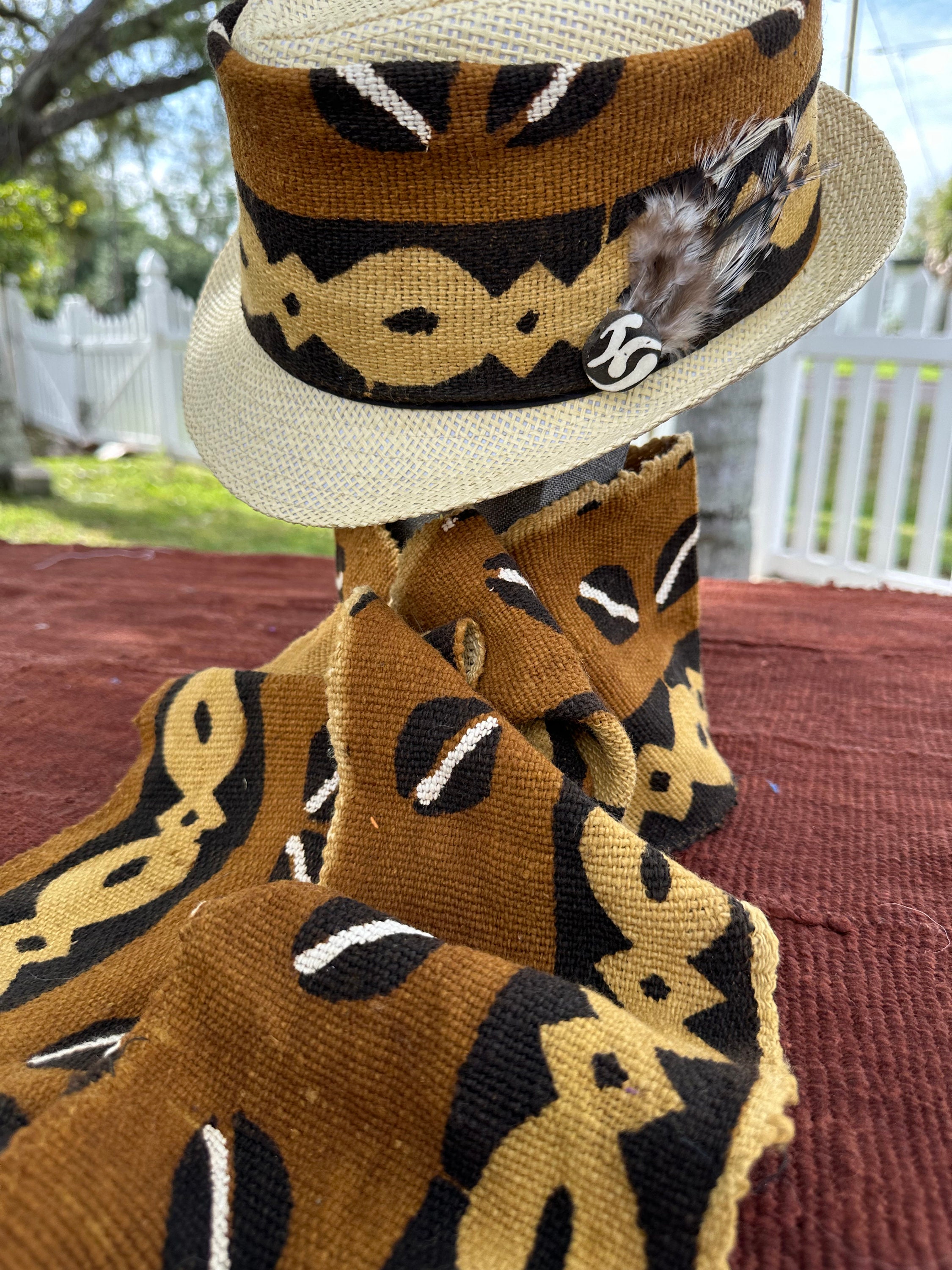 Animal Print Mudcloth Hat Printed Mud Cloth and Adinkra Symbol Bucket Hat – Melaninful main image 2