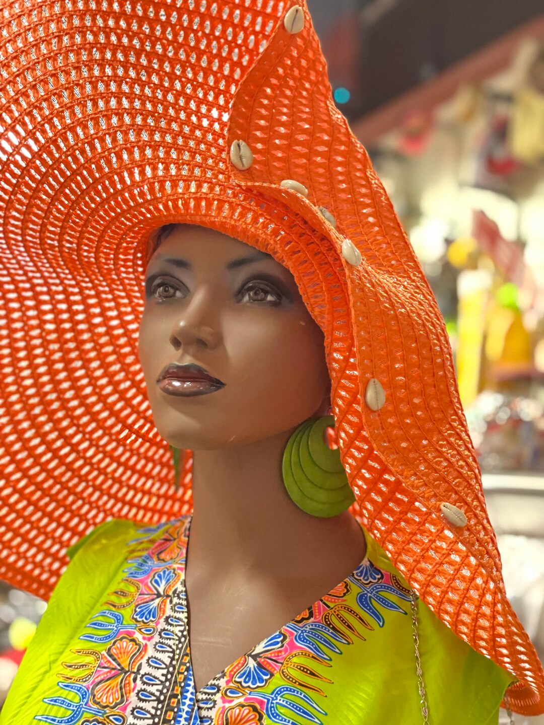 Summer Hat, Cruise Hat, Orange African Hat, African Beach Hat, Vacation