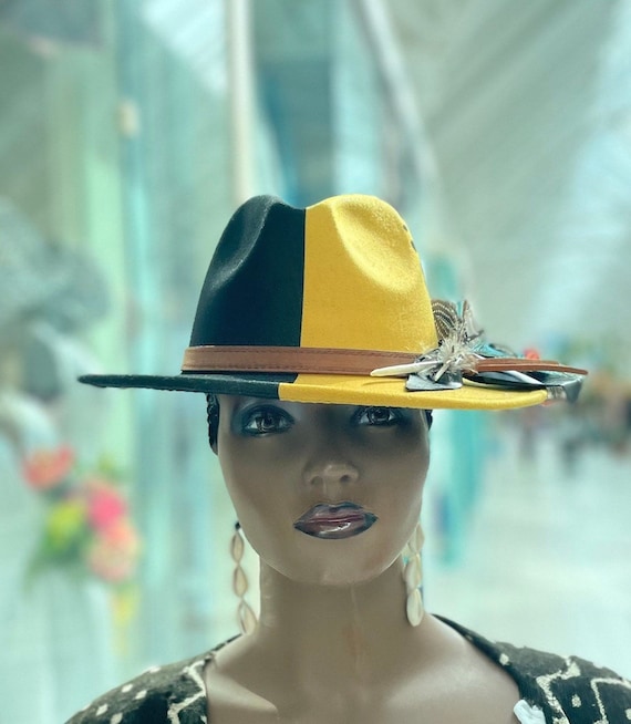 Black and Gold Fedora, Weatern Hat, Cowboy Hat, Designer Hat  display picture 3