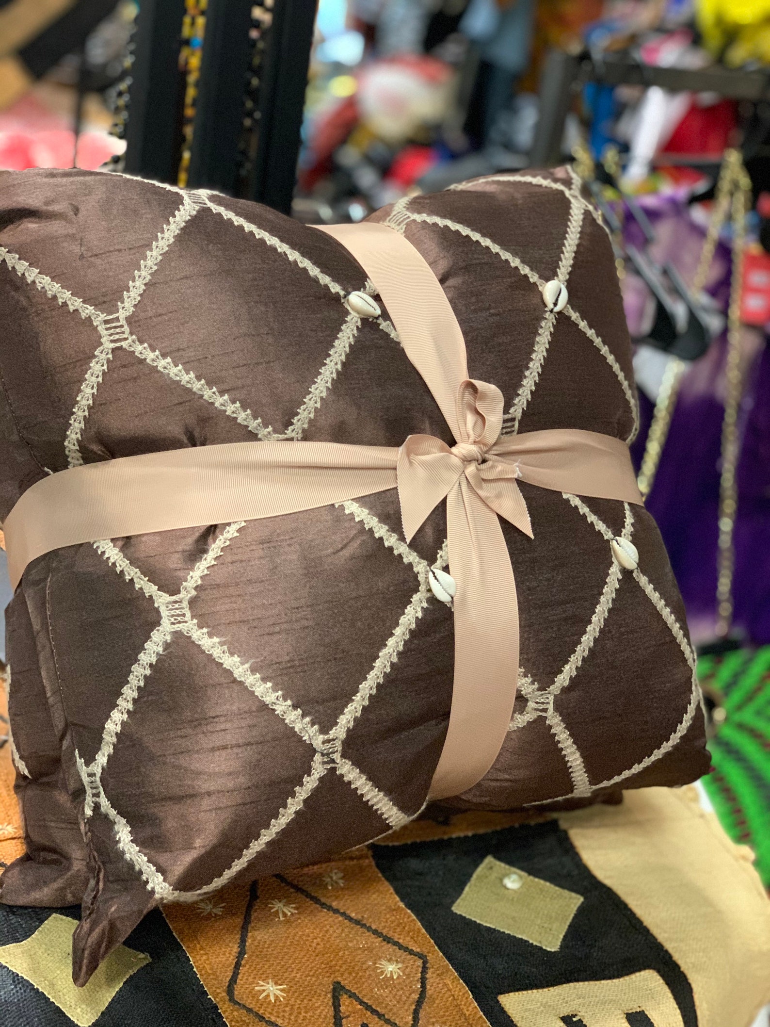 Chocolate Pillow Set Throw Pillowafrican Pillows Silk Etsy