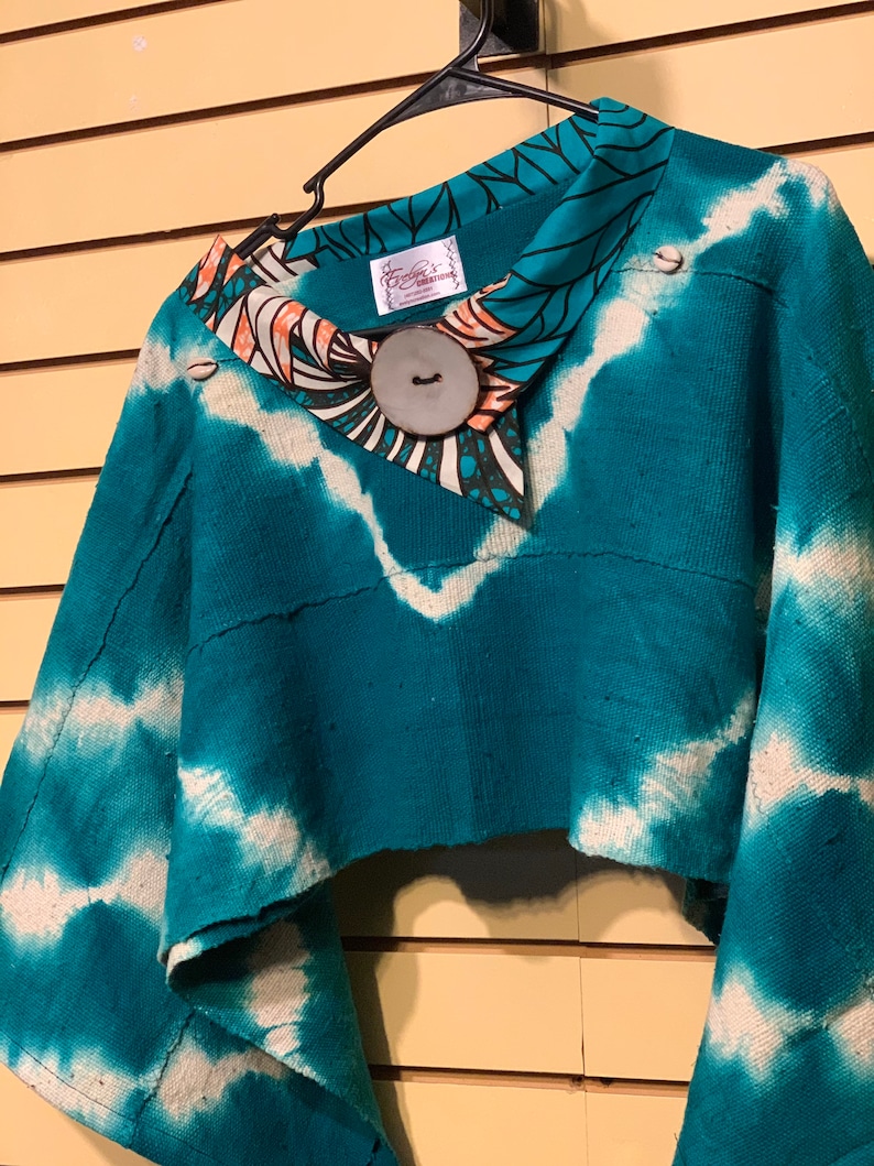 Mudcloth Shrug African Shrug Turquoise Shrug Tye Dye Shrug Etsy