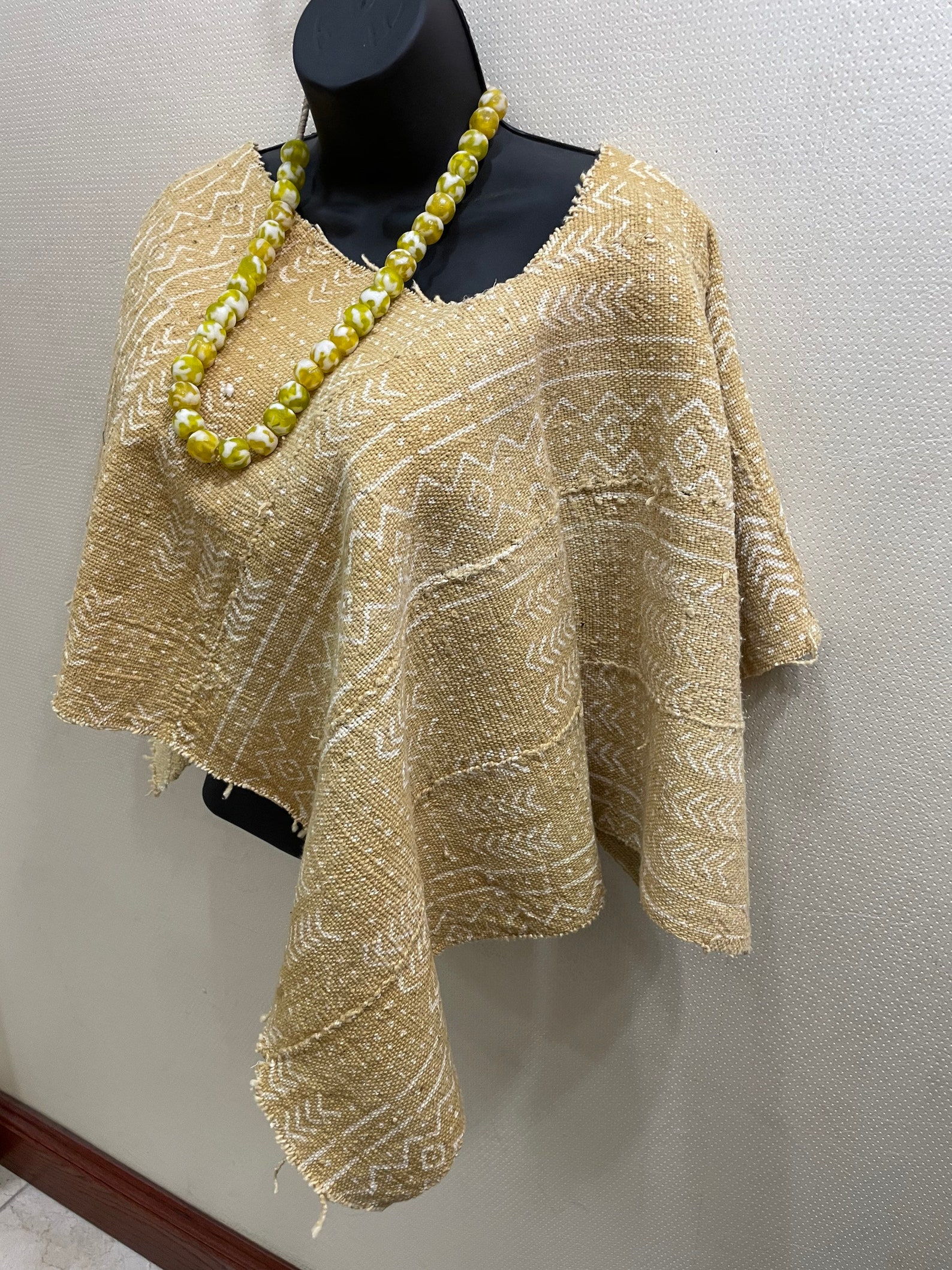 Vintage Shrugwomen King Mudcloth Shrug With Tribal Beads Etsy