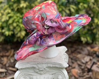 Mother’s Day Hat, Floral Hat, Wedding Hat, Spring Hat, Summer Hat, Tea Hat, Bridal Hat, Cruise Hat