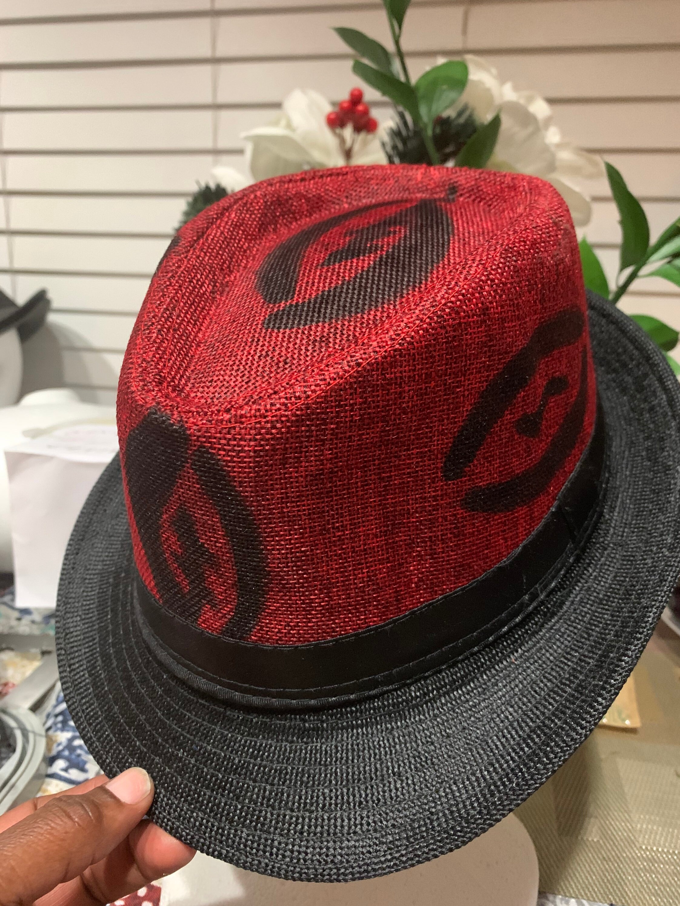 African Funk Hat African Fedora Hat Red 