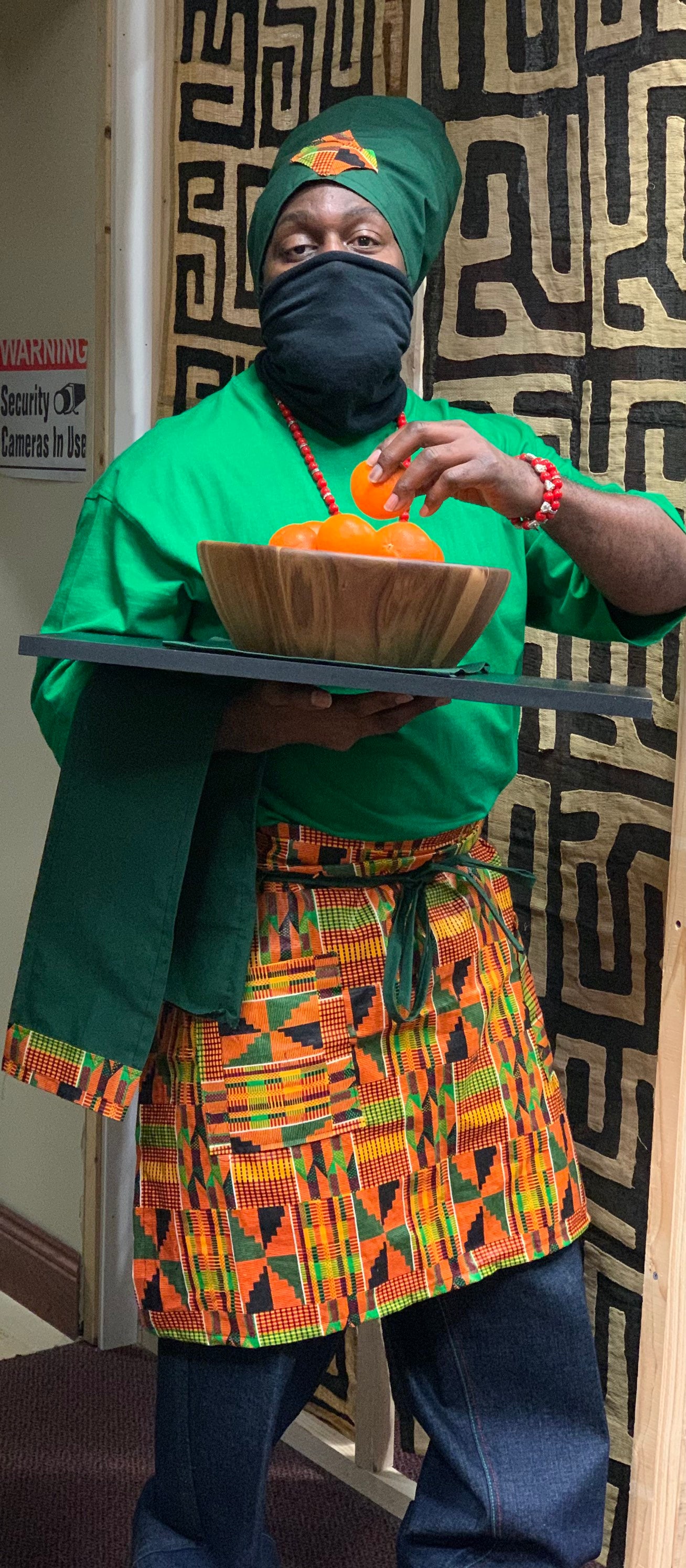 Kentecloth Apron Set, African Chef Hat, African Towel, African Apron Set
