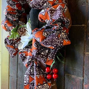 Christmas Gift, Holiday Wreath, Christmas Wreath  African Wreath, Exotic  Wreath, Front Door Wreath, Housewarming Gift, Ethnic Wreath