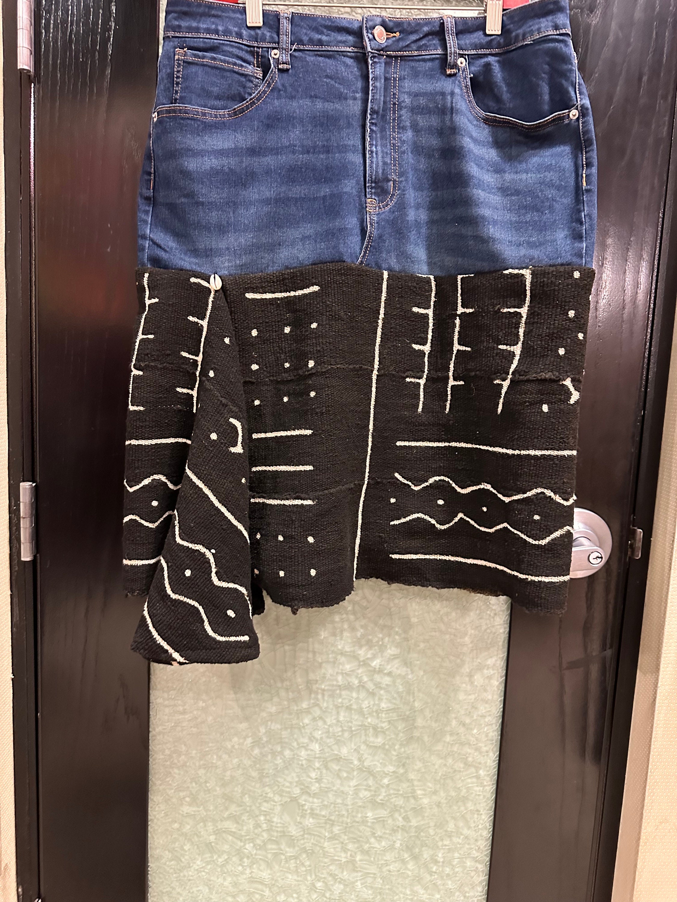Denim And Mudcloth Skirt,Bogolan Skirt , African Skirt , Christmas Gift , Ethnic Skirt , Evelyn Skirt , African Skirt , Goft For Her