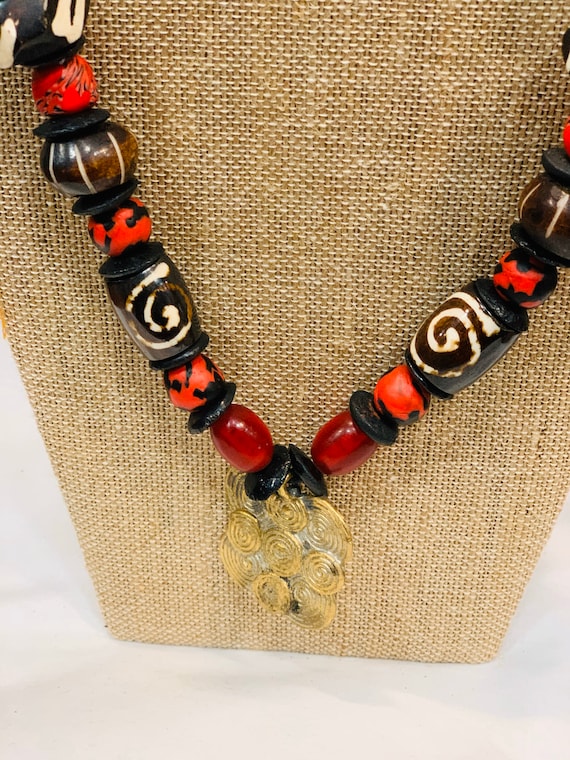Mens African Trade Bead Necklace 