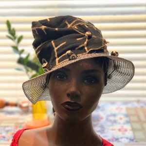 Zulu Crown, Mudcloth Hat, Women Hat, African Hat, Spring Hat, Ethic Hat, Bogolan Hat