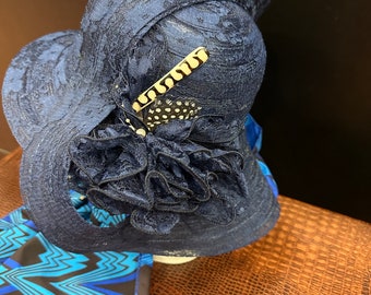 Navy Blue Hat, Zulu Hat, African Hat , Women Hat. Evelyn Hats