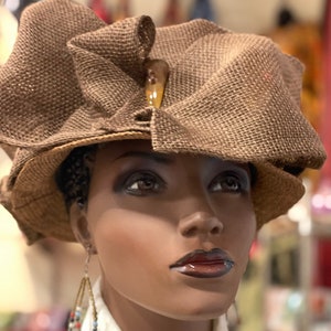 Women Dress Hat, Brown Dress Hat ,Women African Hat, Zulu Hat , Stingy Brim Hat