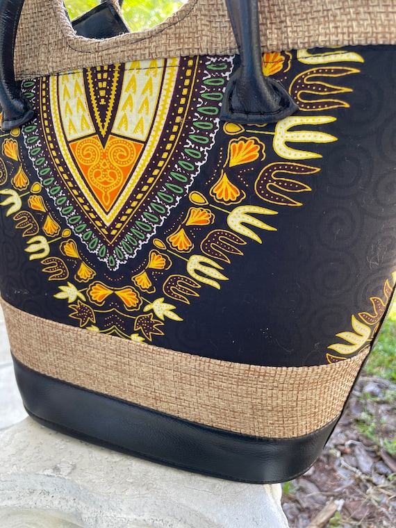 Grand Sac Cabas Fait Main Imprimé Africain - Rembourré, Zippé, 50 Cm - Côte D'Ivoire