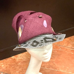 African Funk Hat, Natural Straw Hat, Zulu Hat, Stingy Brim Hat