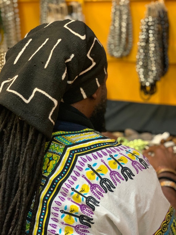 Mudcloth Dreadlocks Hat, Mudcloth Tam, Rasta Mudcloth Hat