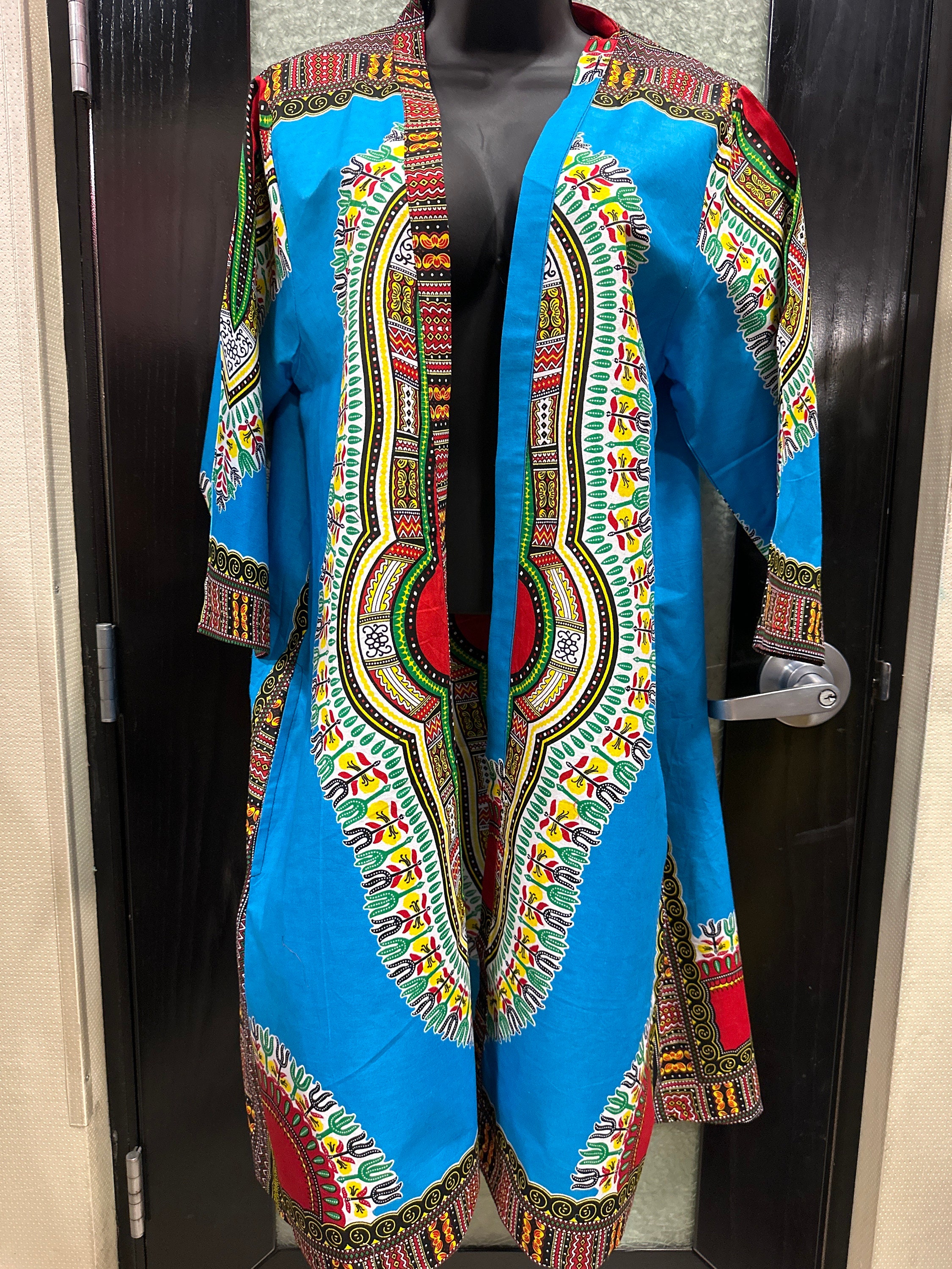 African Jacket, African Coat, Ethnic Jacket, Blue African Jacket, Blue ...