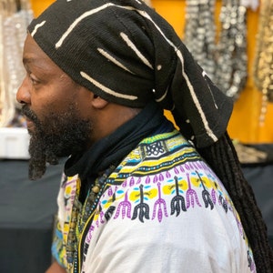 Mudcloth Dreadlocks Hat, Mudcloth Tam, Rasta Mudcloth Hat, Rastafarian Hat, Lock Sock