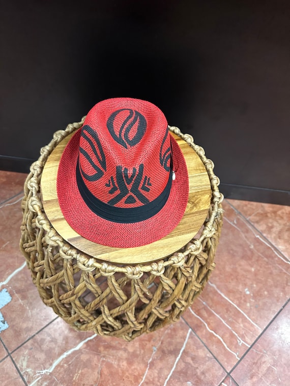 Red Fedora, Red African Hat, Red Ethnic Hat , Red Stingy  display picture 3