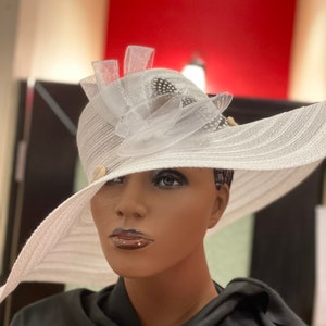 White Summer Hat , White Derby Hat , White Wide Brim Hat, White Bridal Hat