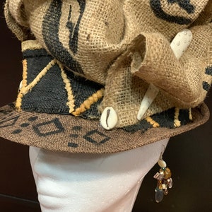 Zulu Hat, African Crown, Kentucky Derby, African Dress Hat.  Straw Brim,  Stingy Brim, African  Brown  Hat, Zulu Hat