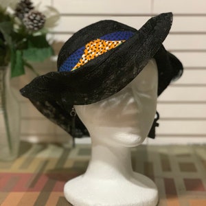 Zulu Hat, Kentucky derby,Black African Funk Hat, Fedora, Women Hat , African Hat, African Lace Black Hat