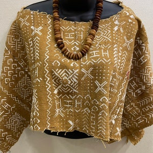 Women King Shrug with Tribal Necklace   , Africam Warrior  Poncho. Mudcloth Shawl, Mustard Mudcloth, African Mudcloth Poncho